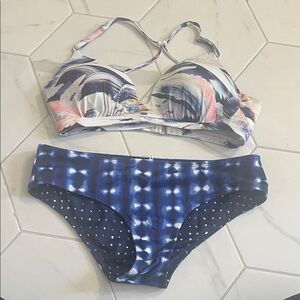 Athleta Blue and Pink Bikini Set